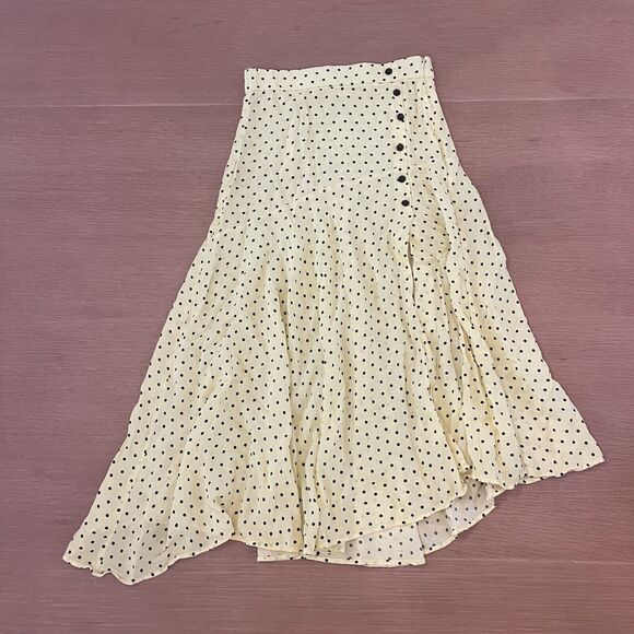 Women's Zara Polkadot Yellow Midi Skirt - Picture 1 of 6